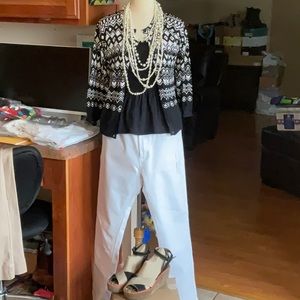 JOSEPH A. Black/White Button Up Cardigan Size S, NWT